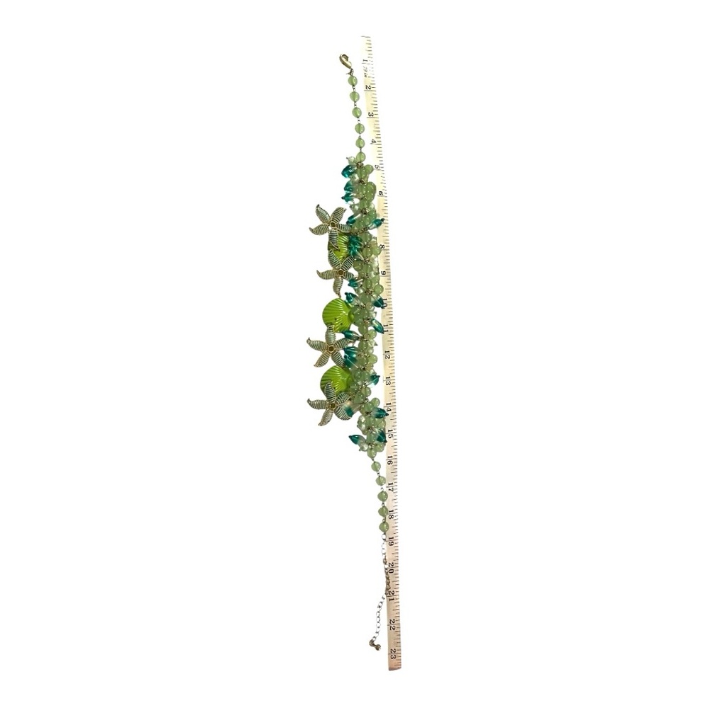 Chico‘s chunky statement charm necklace starfish shells ombre’ glass beads 18” - Picture 9 of 13